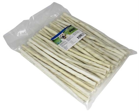 2pets Tuggpinne vriden vit, 24 cm/ 9-10 mm, 50-pack
